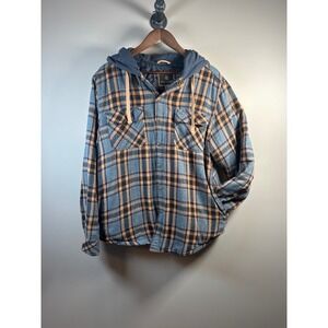 Legendary Outfitters Mens quilted Flannel Hooded Shirt Jacket Medium‎ Plaid